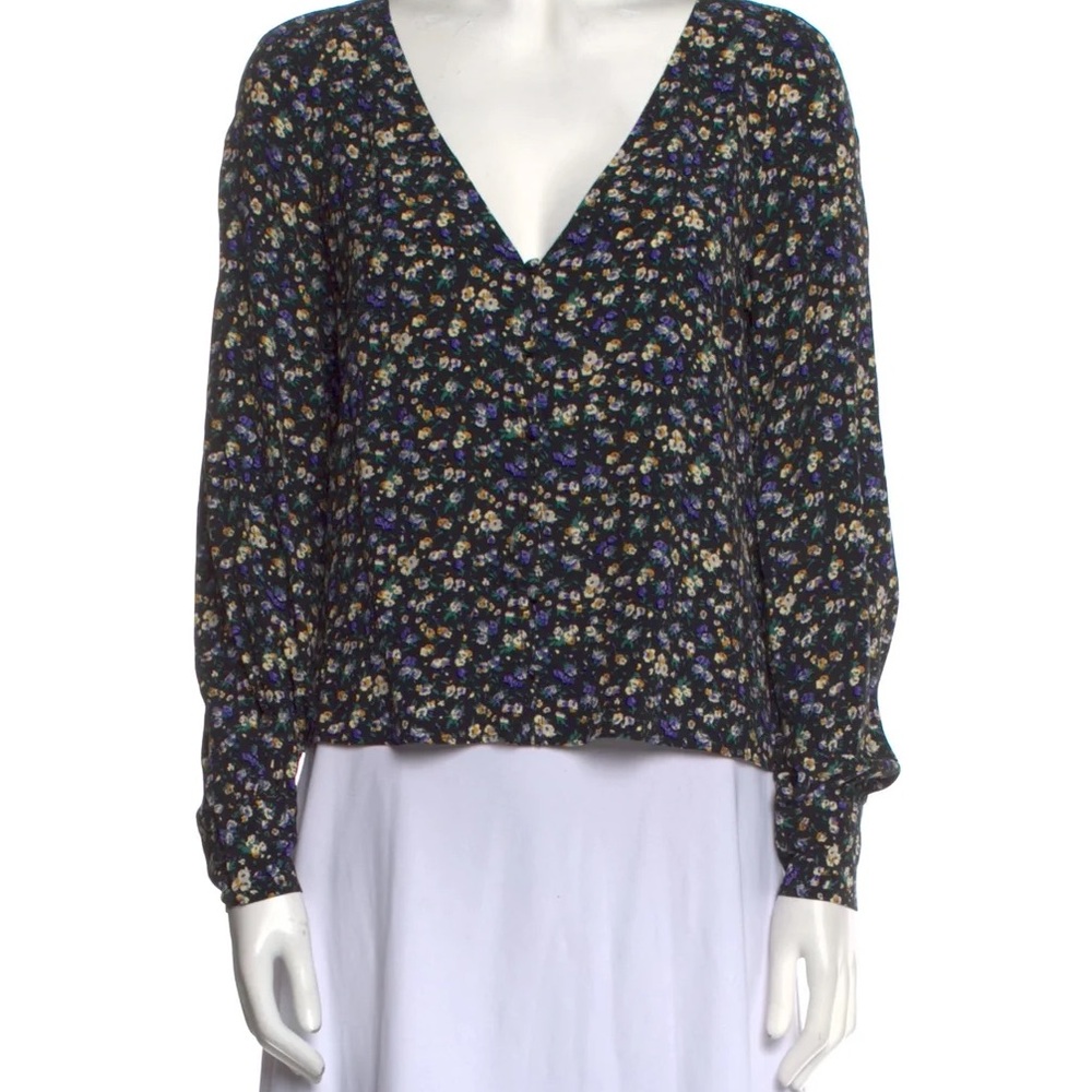 Floral Sezane V-Neck Top